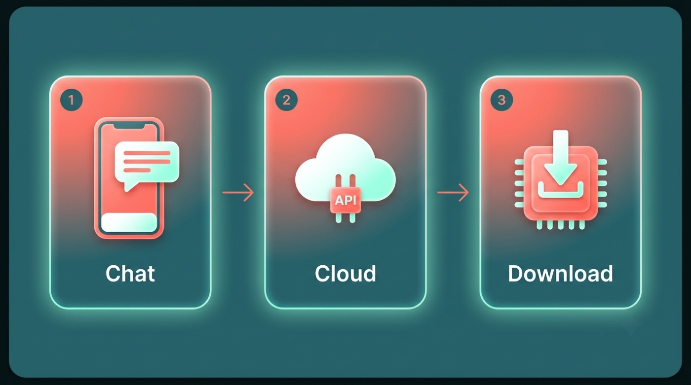 Three ways to try Alibaba AI: the Qwen Chat app, the Alibaba Cloud API, and downloading open weights