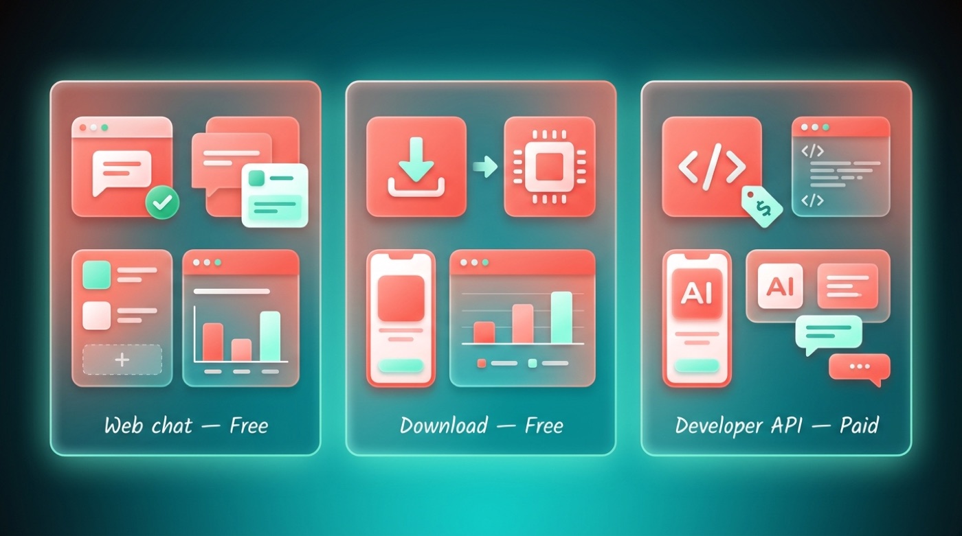 Three ways to use Alibaba's Qwen: free web chat, free download, and paid developer API