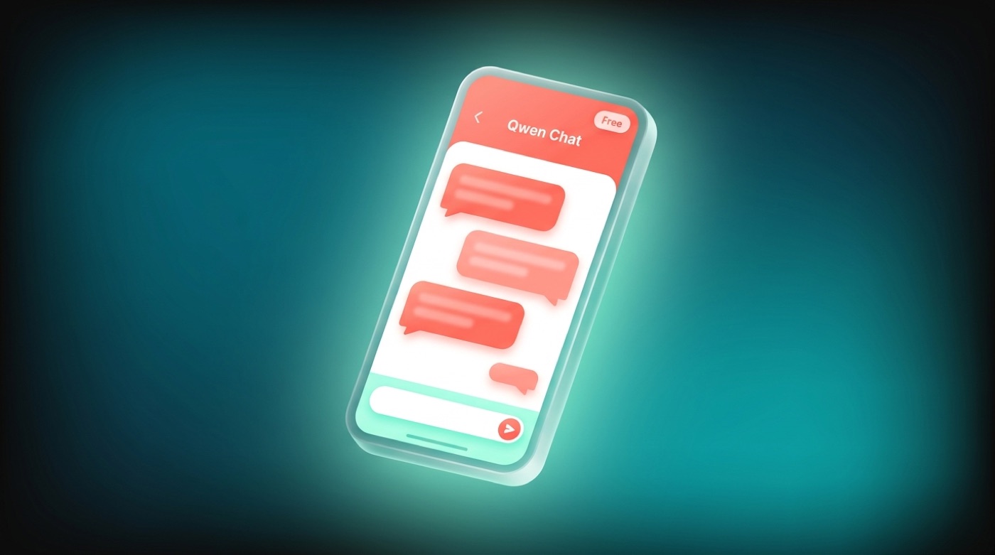 A Qwen Chat app screen with a Free badge and no price shown